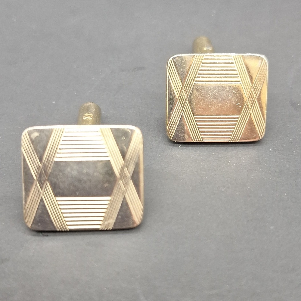 Vintage Gold Tone Geometric Cufflinks